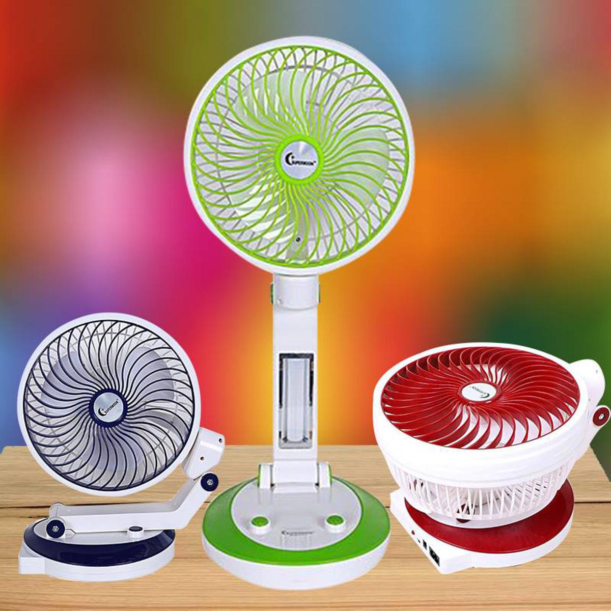 M-2026 Rechargeable Folding Desk Fan With LED Light DE